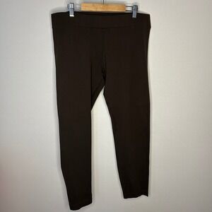 Ann Taylor Brown Leggings Elastic Waist Stretch Comfort Women Large Athleisure